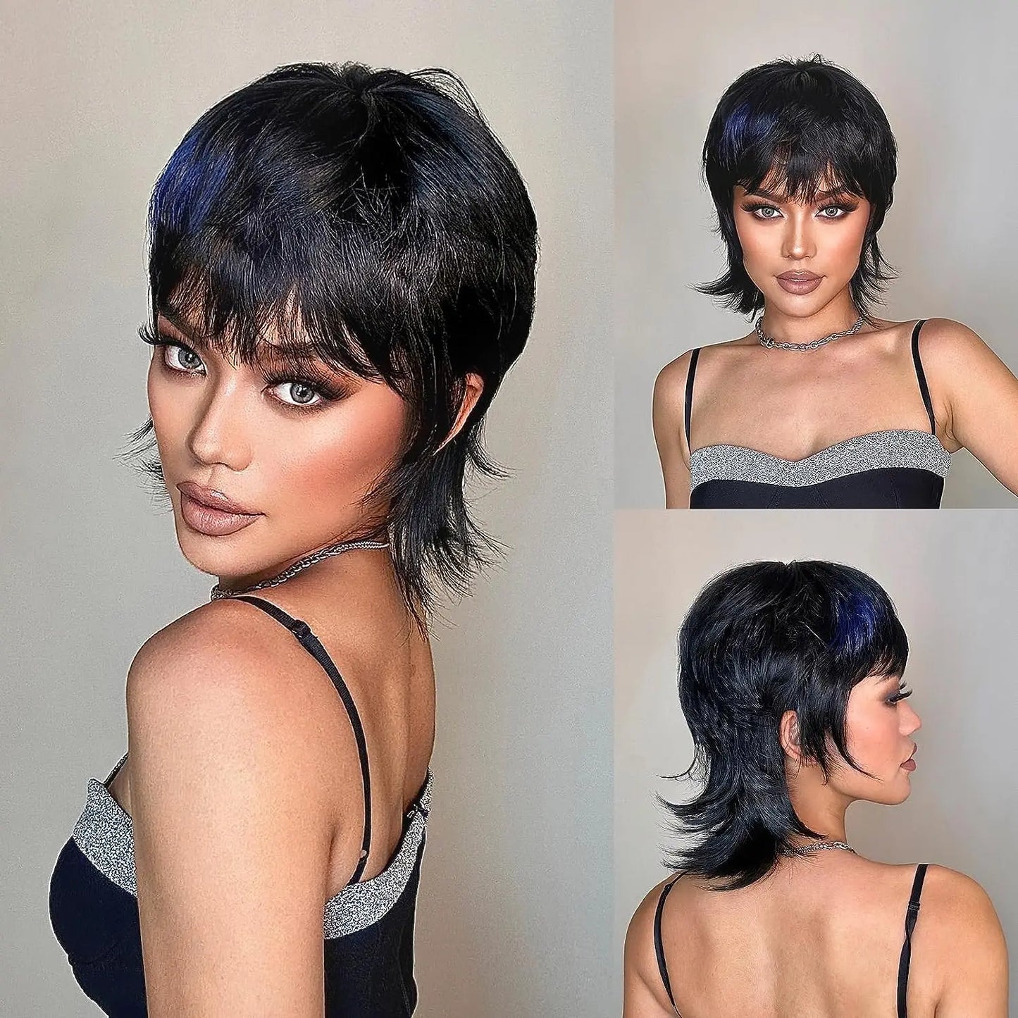Daily Use Shaggy Layered Mullet With Bangs Wig for Women