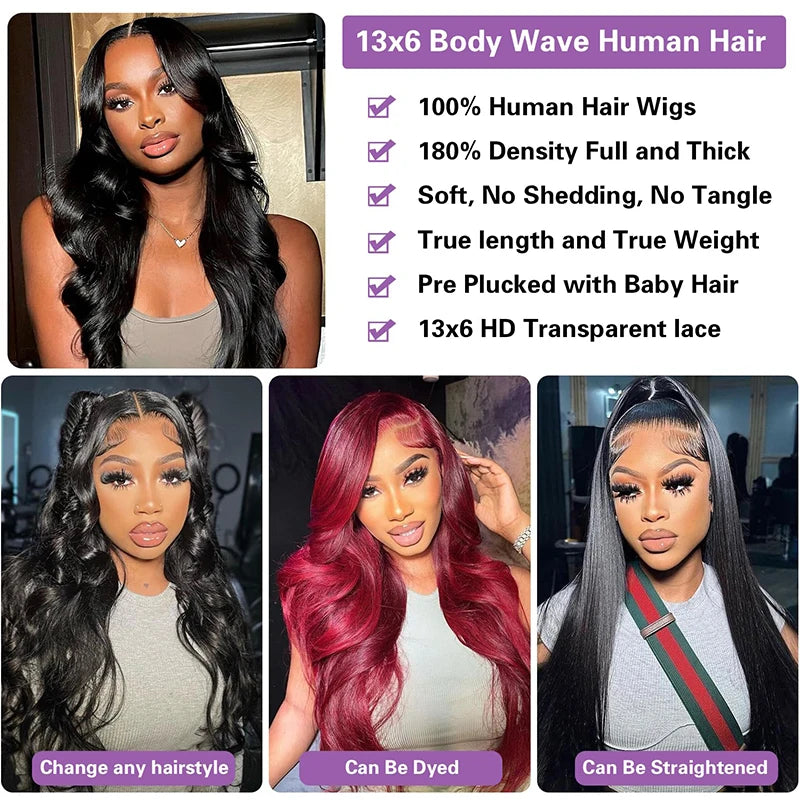 Long Body Wave Lace Front Human Hair Wig for Women
