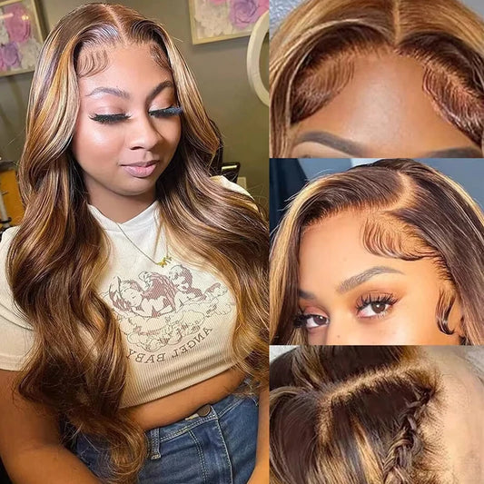 Body Wave Highlight Lace Front Human Hair Wig for Women