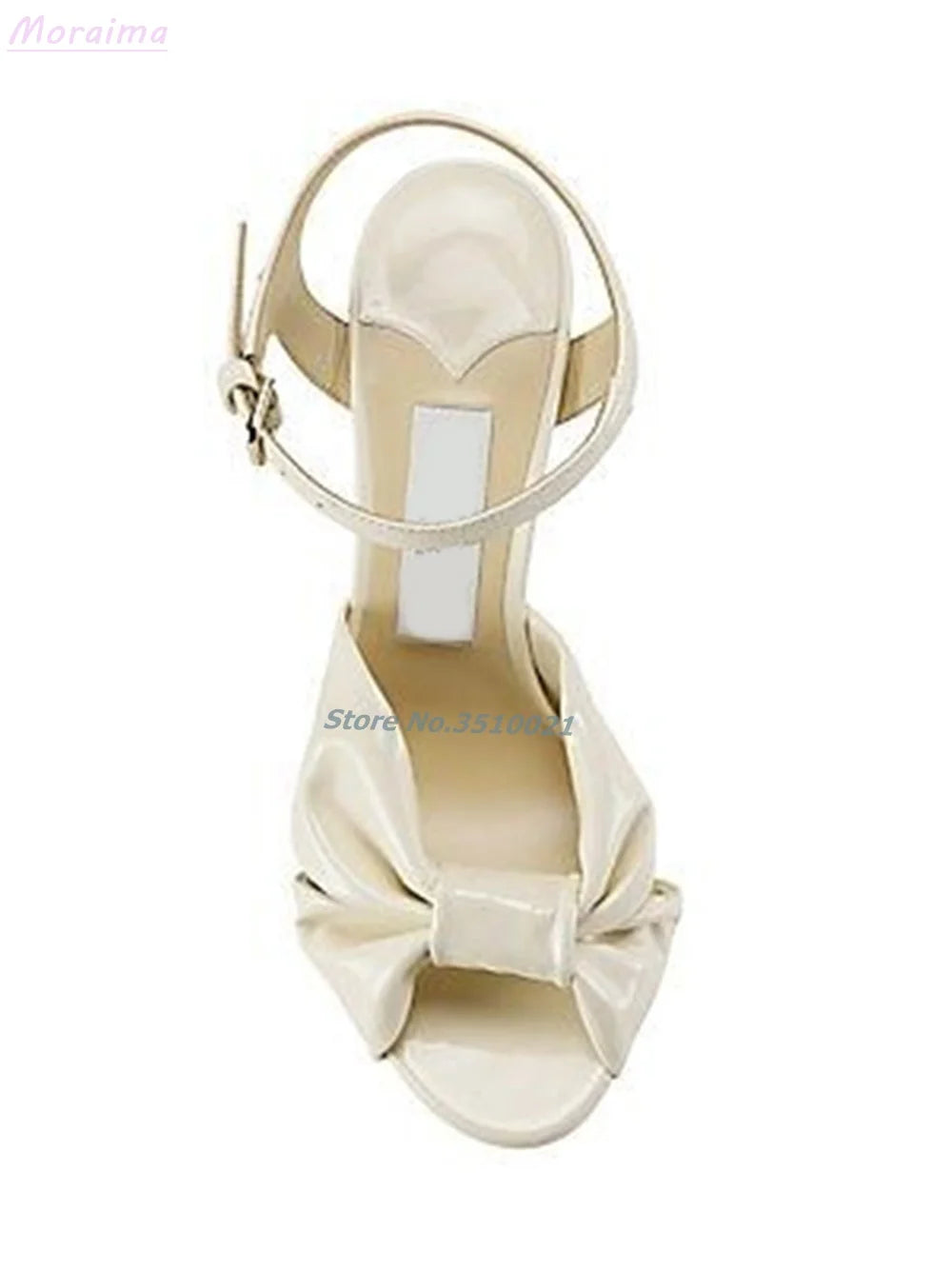 Peep Toe Mirror Leather Knotted Platform Sandals For Women