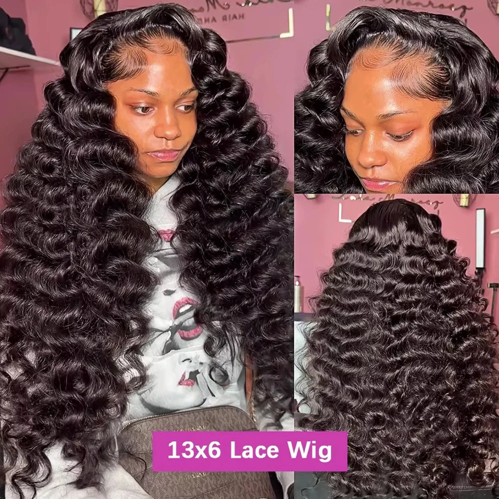 Curly Deep Wave Lace Front Brazilian Human Hair Wig for Women