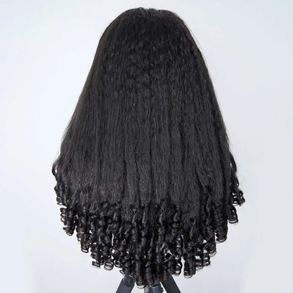 Glueless Human Hair Kinky Straight Half Wig for Women