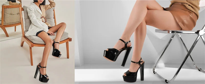 Crisscross Platform Buckle Sandals with Peep Toe for Women