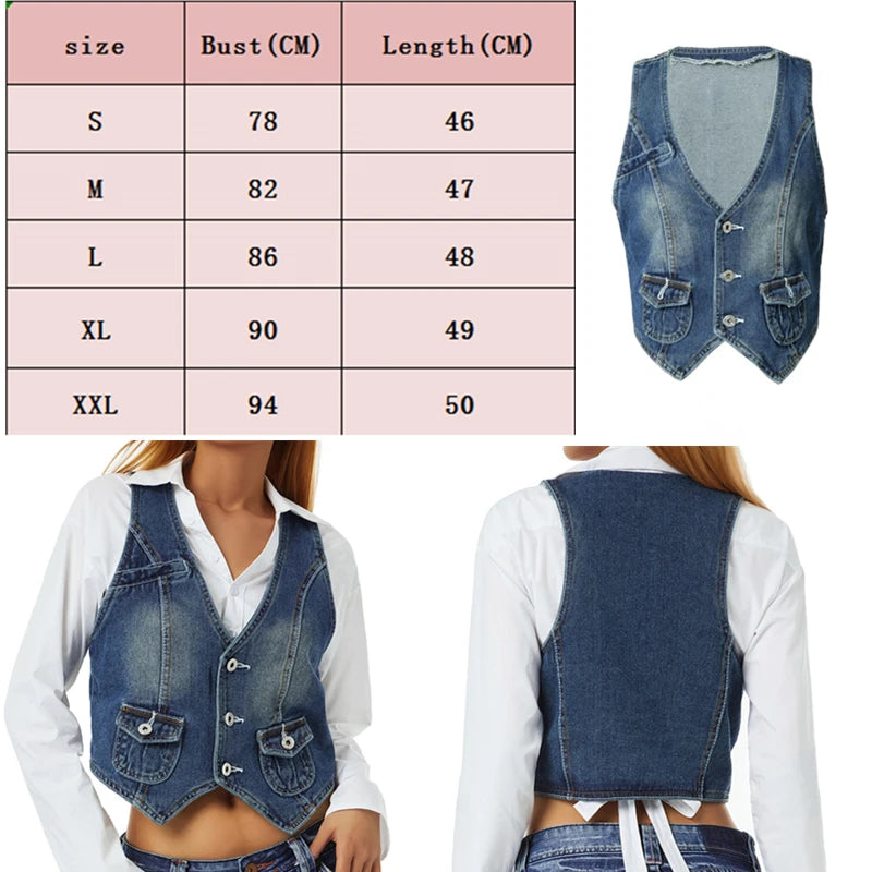 Vintage V Neck Button Up Sleeveless Vest for Women