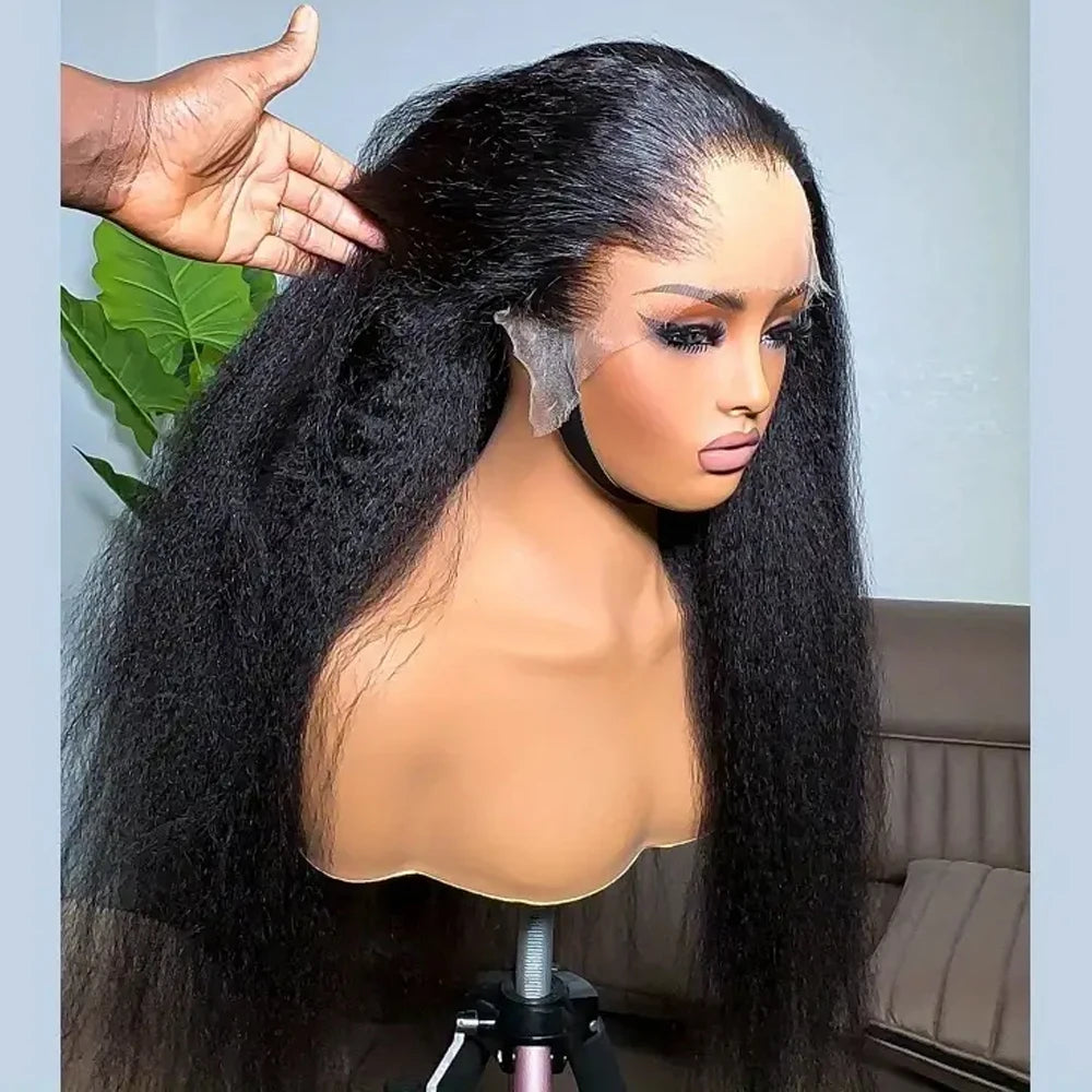 Glueless Kinky Straight Lace Front Human Hair Wig for Women