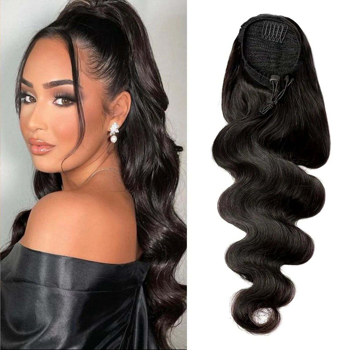 Body Wave Human Hair Drawstring Ponytail for Women
