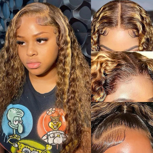 Ombre Water Wave Lace Frontal Human Hair Wig for Women