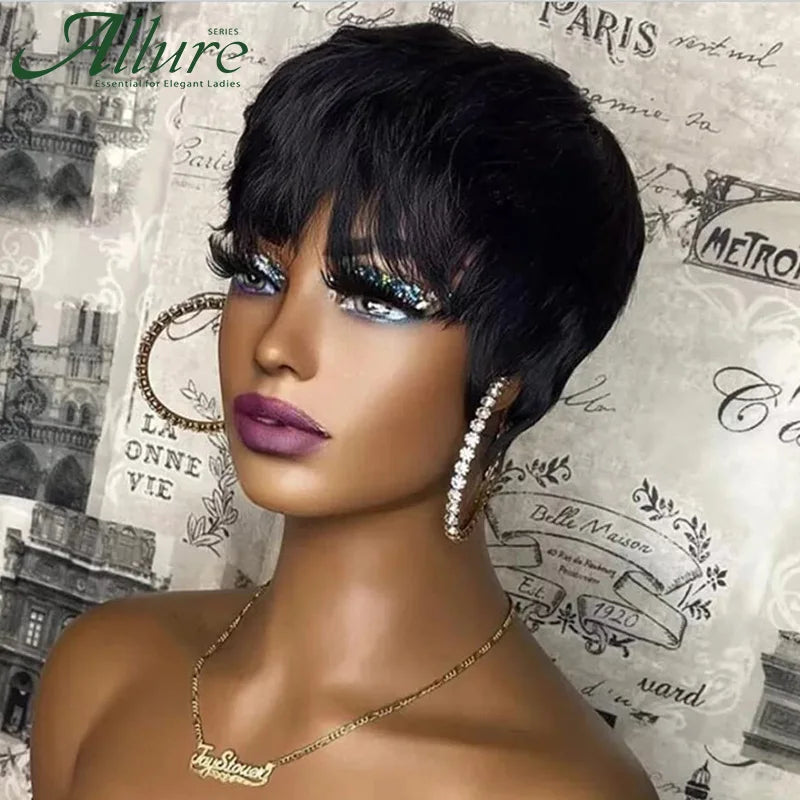 Glueless Short Blonde Pixie Cut Human Hair Wig for Women