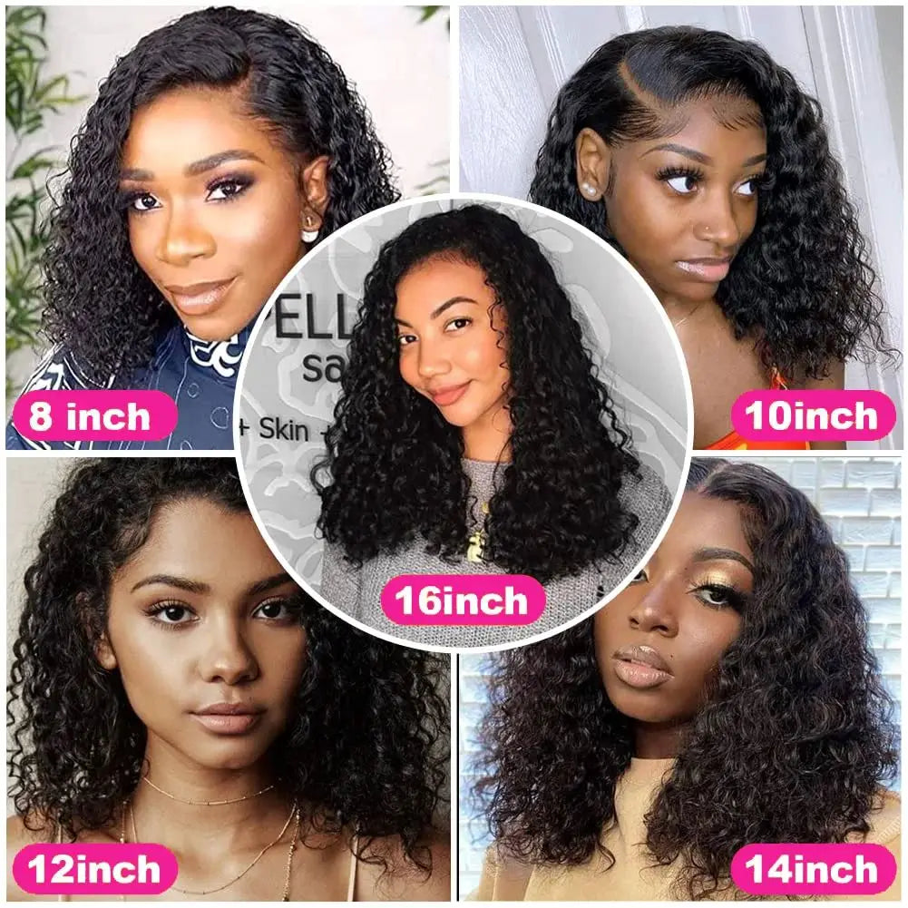 Deep Wave Bob Human Hair Lace Front Wig
