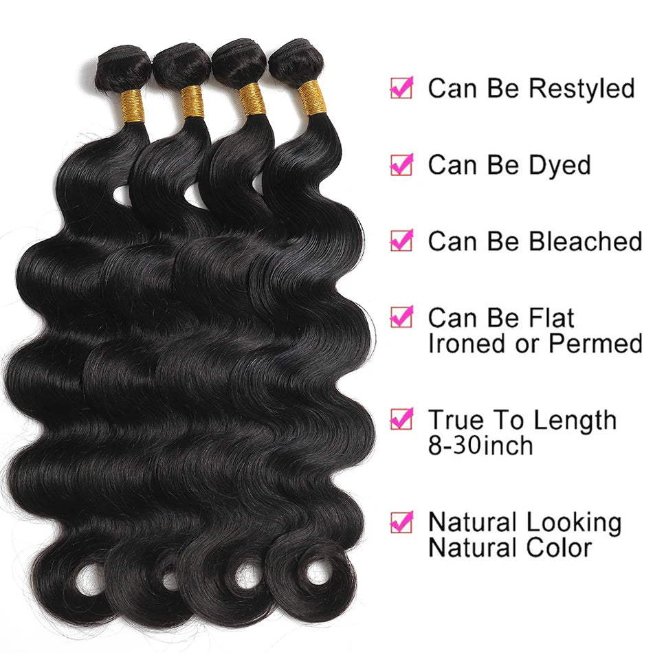 Raw Indian Body Wave Virgin Human Hair Bundles for Women