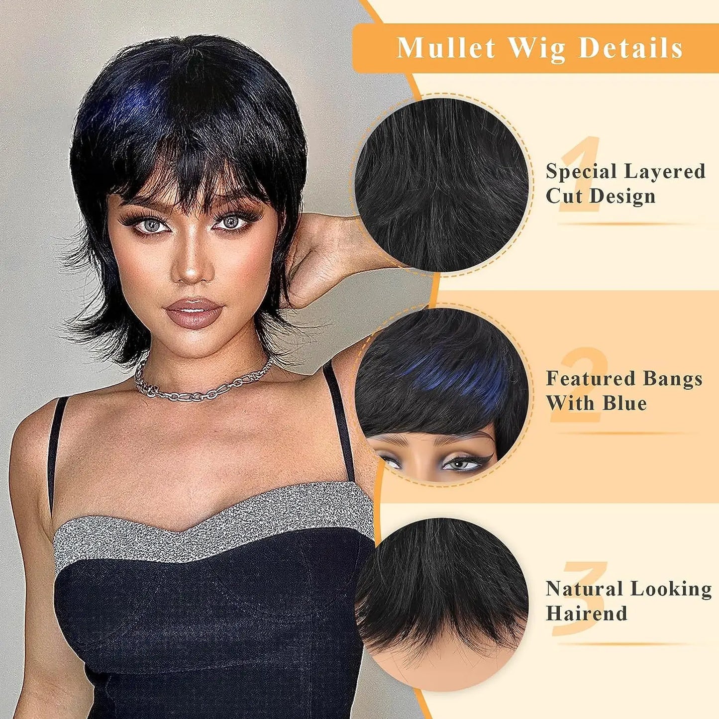 Daily Use Shaggy Layered Mullet With Bangs Wig for Women