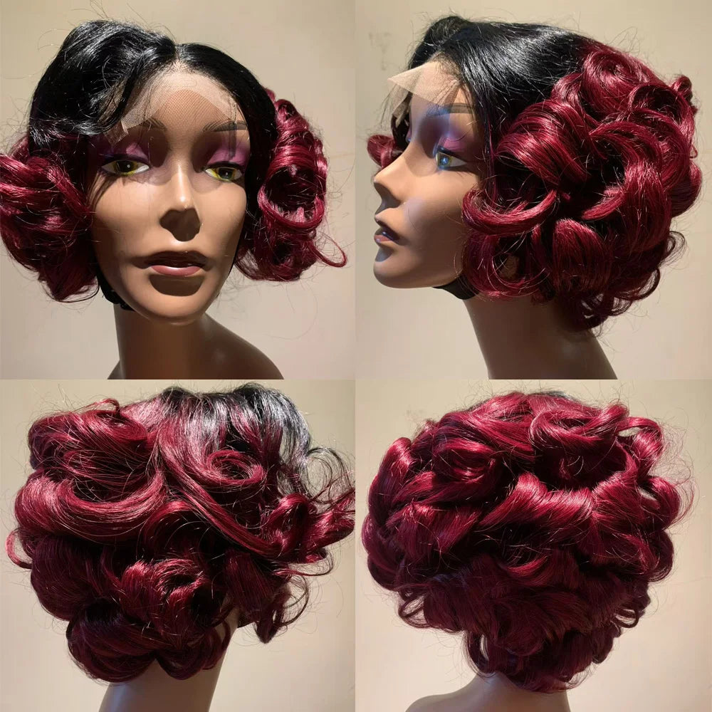 Glueless Ombre Bouncy Wave Lace Closure Wig for Women