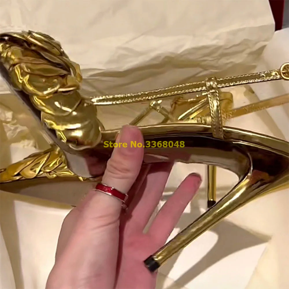 Flower Back Strap Pointed Toe Stiletto Pumps for Women