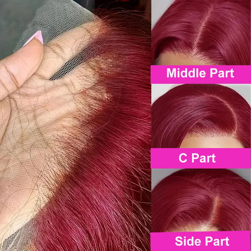 Burgundy Straight Human Hair Bob Wig