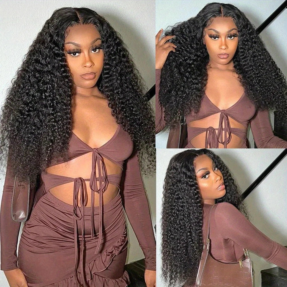 Deep Curly Transparent Lace Front Human Hair Wig for Women