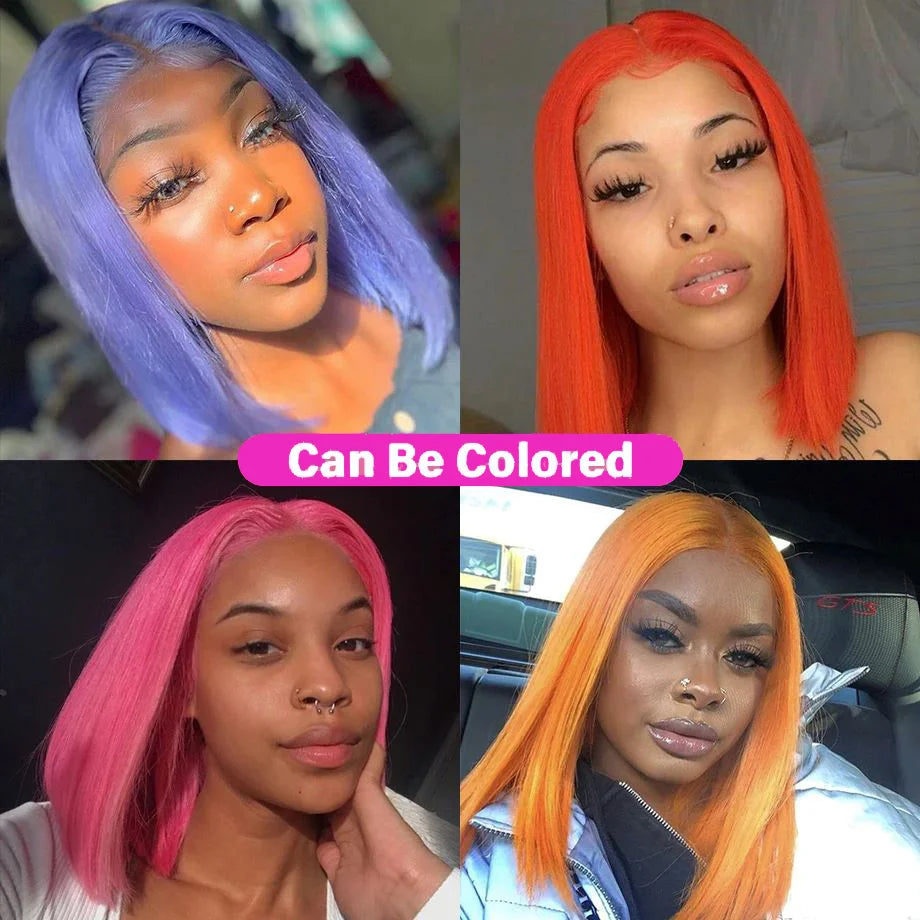 Burgundy Straight Human Hair Bob Wig