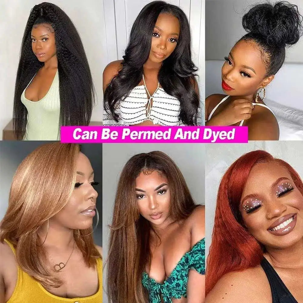 Chocolate Brown Kinky Straight Lace Front Human Hair Wig For Women