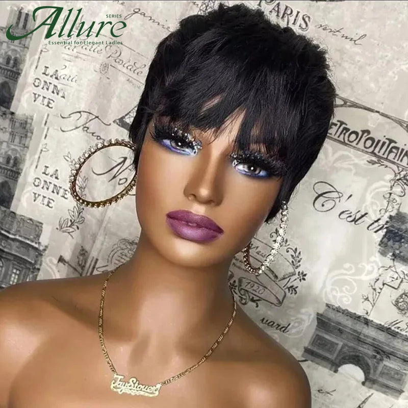 Glueless Short Blonde Pixie Cut Human Hair Wig for Women
