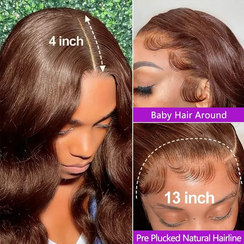 Body Wave Chocolate Brown Lace Front Wig for Women