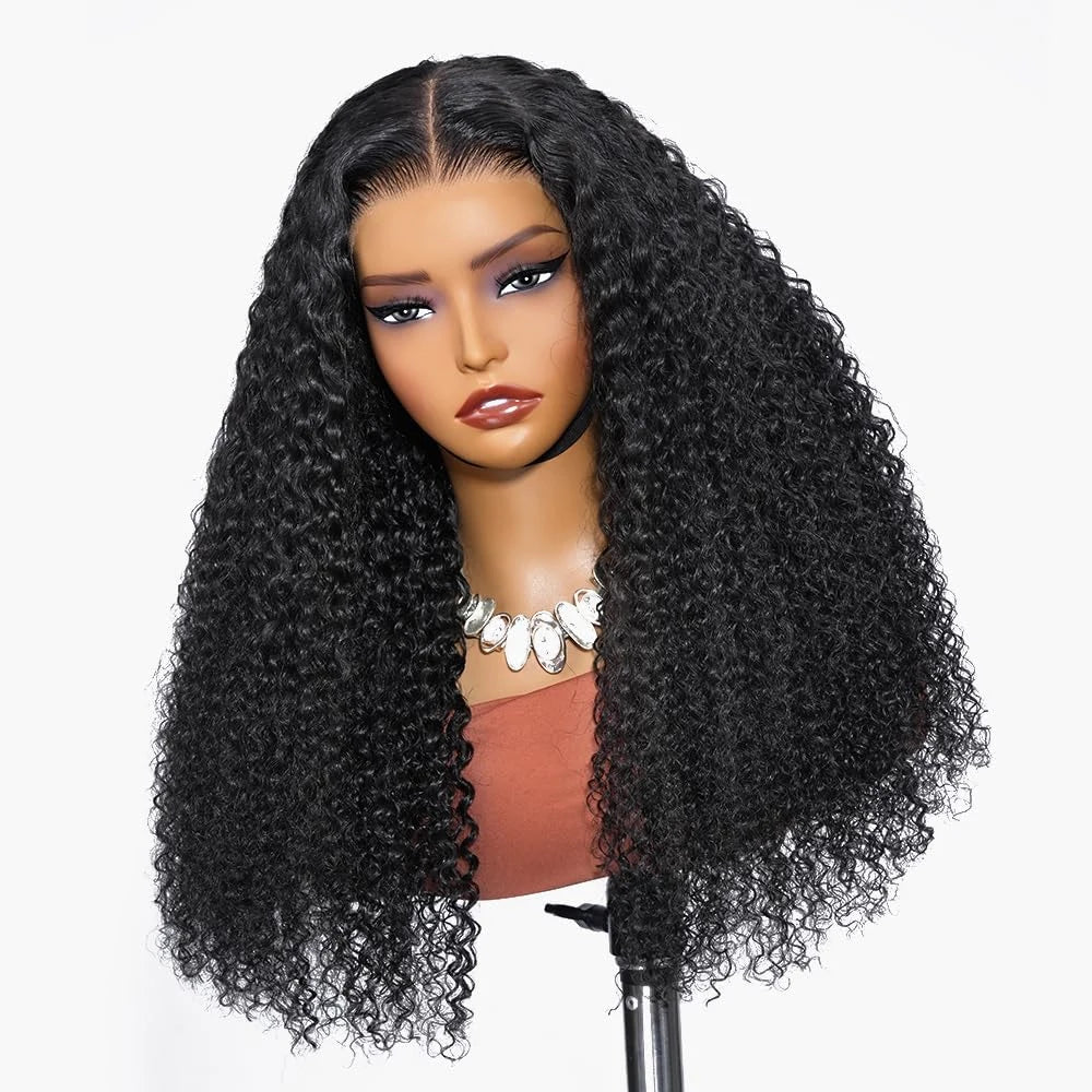 Kinky Curly Glueless Human Hair Lace Front Wig for Women