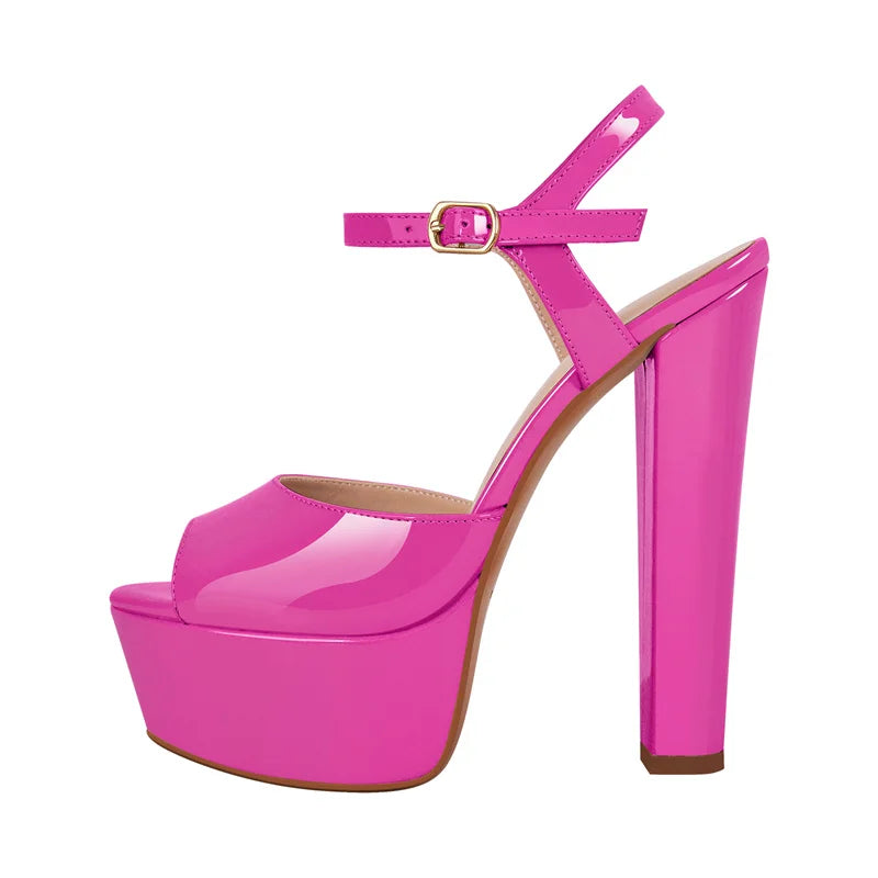 Crisscross Platform Buckle Sandals with Peep Toe for Women