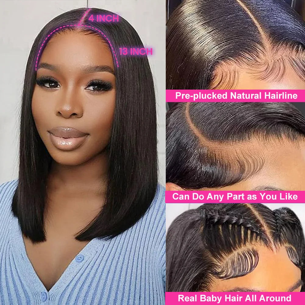 Straight Bob Human Hair Lace Front Wig