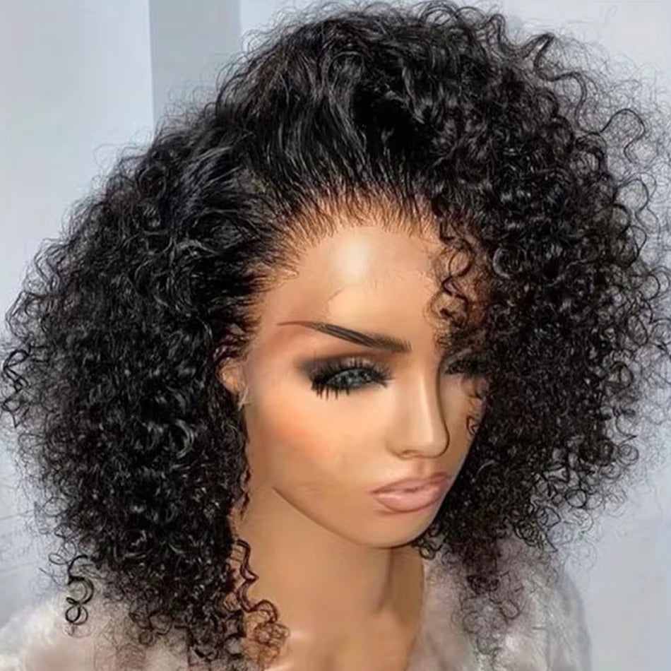 Glueless Brazilian Human Hair Lace Front Curly Bob Wig for Women