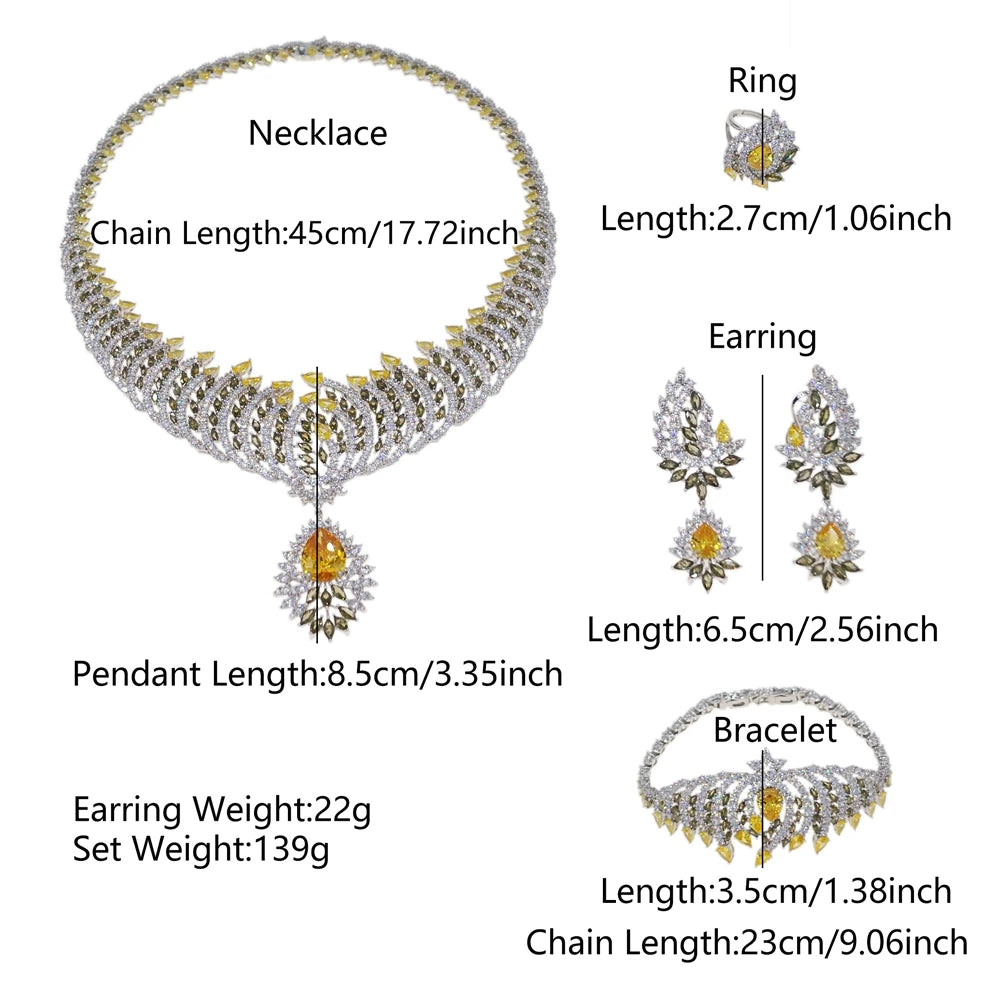 Yellow Zirconia Four Piece Jewelry Set