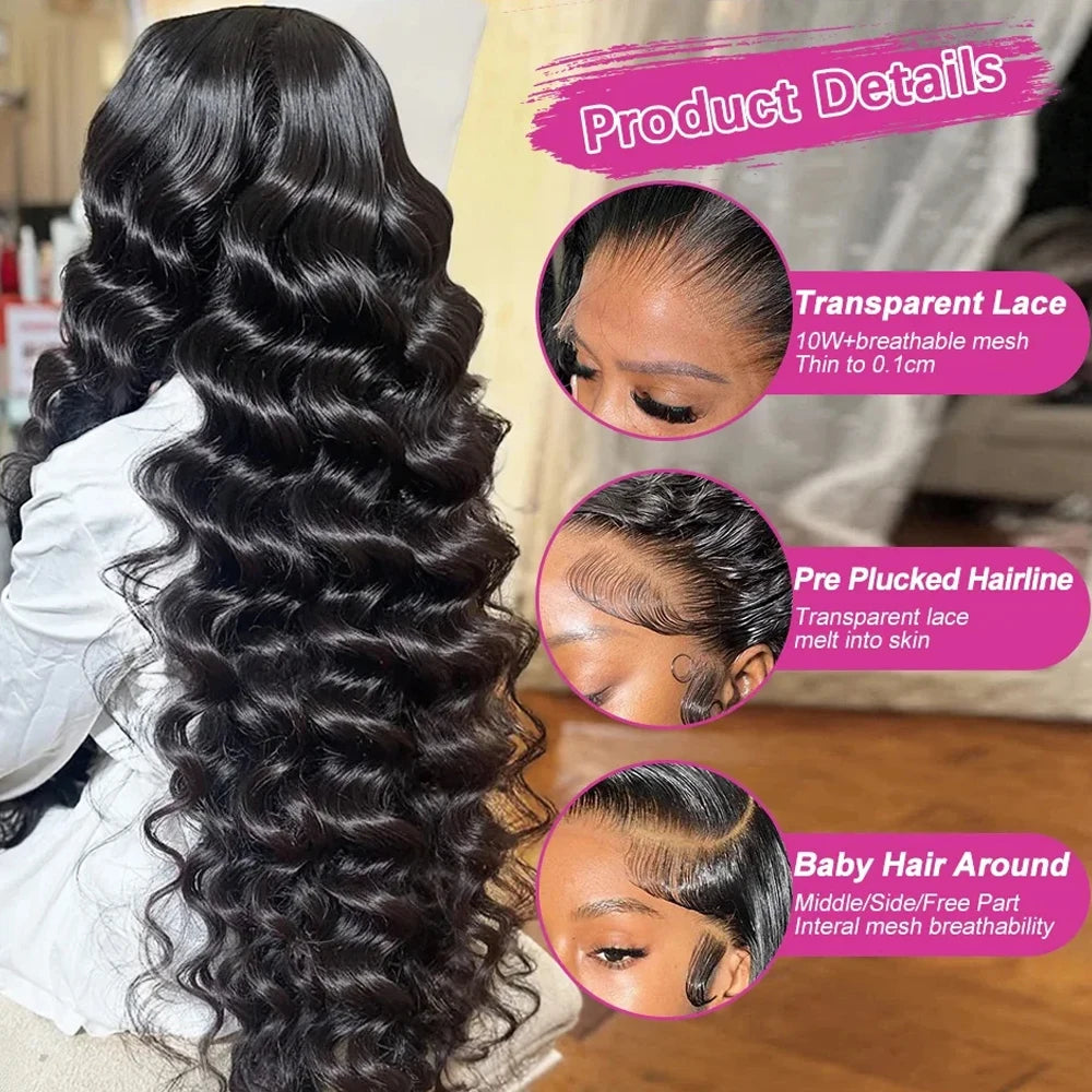Curly Deep Wave Lace Front Brazilian Human Hair Wig for Women