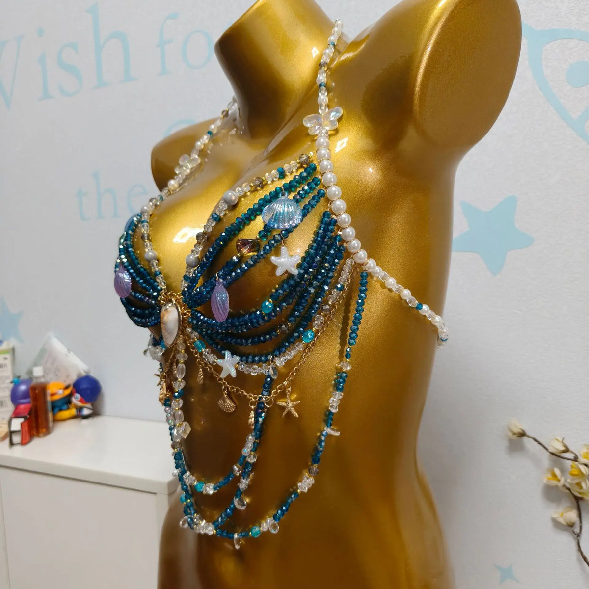 Handcrafted Sequin Beaded Mermaid Bralette for Women