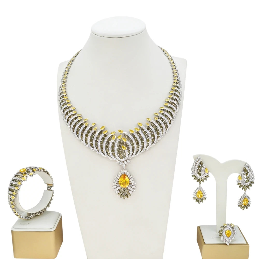 Yellow Zirconia Four Piece Jewelry Set