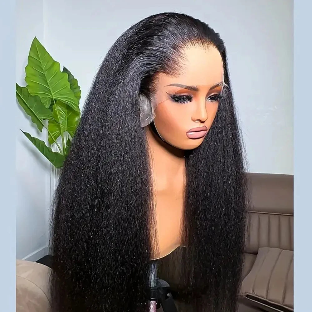 Glueless Kinky Straight Lace Front Human Hair Wig for Women