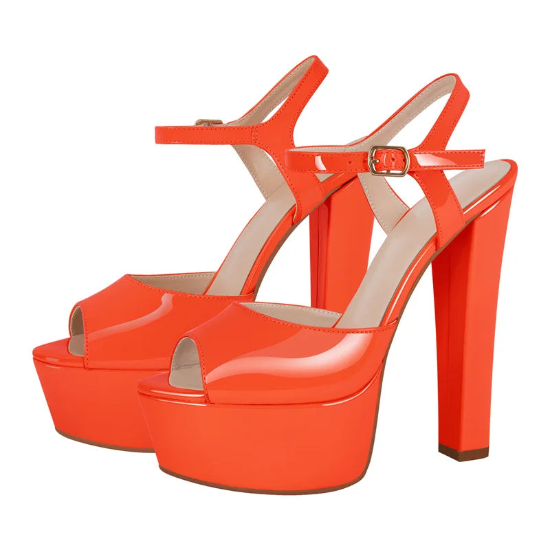 Crisscross Platform Buckle Sandals with Peep Toe for Women