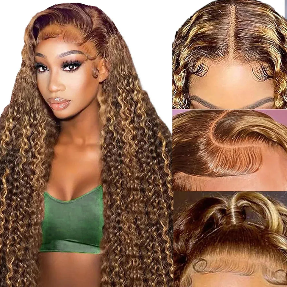 Ombre Deep Wave Human Hair Lace Front Wig for Women