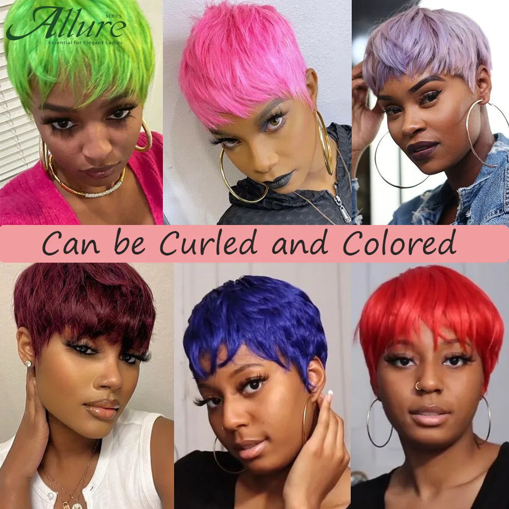 Glueless Short Blonde Pixie Cut Human Hair Wig for Women
