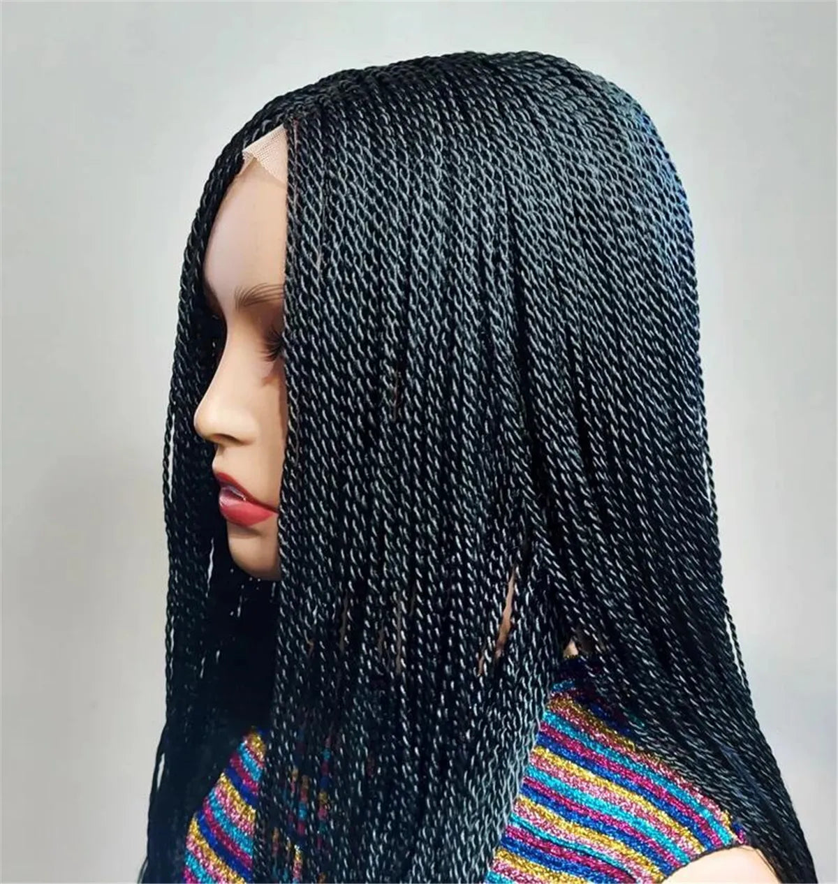 Senegalese Micro Twist Braided Wig Short Feather Bob Style for Black Women Million Braids Light Passion Twist Lace Front Wig