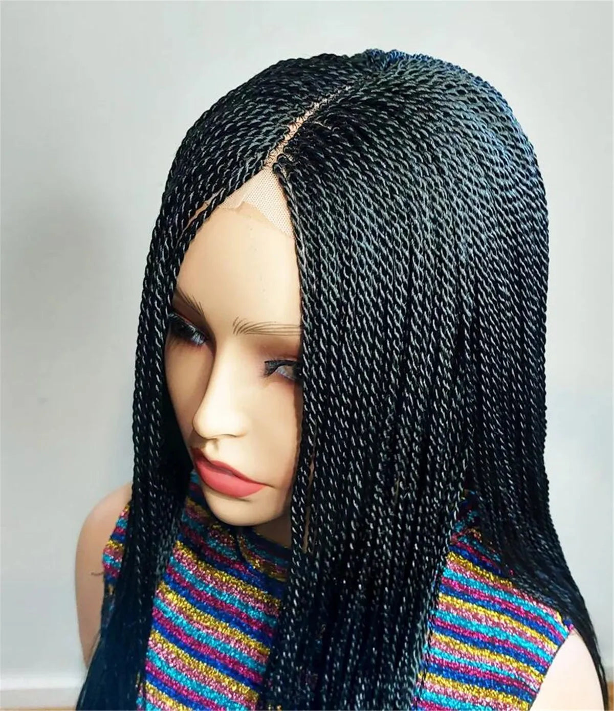28inch Chestnut Brown Micro Twist Color Mix Wig with 5x5 HD Lace Closure Glueless Natural Look Braiding Lace Wig for Women