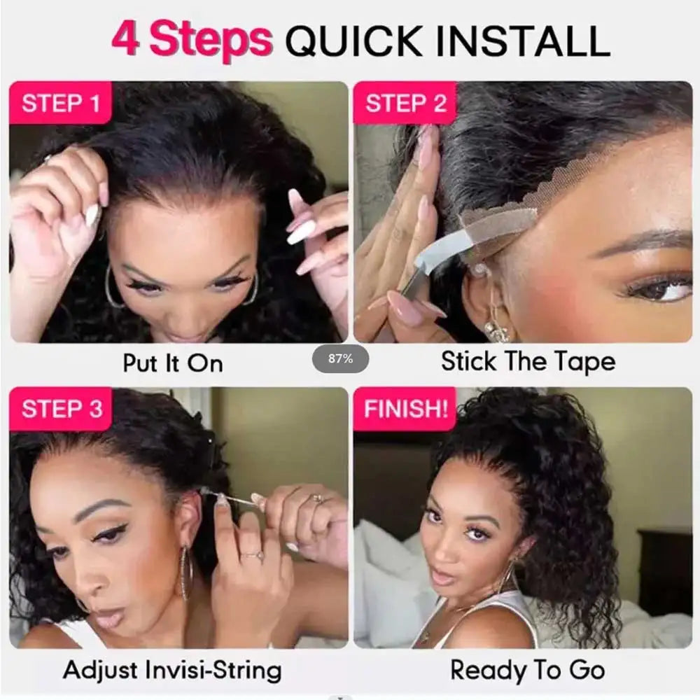 Glueless Deep Curly Brazilian Full Lace Wig For Women