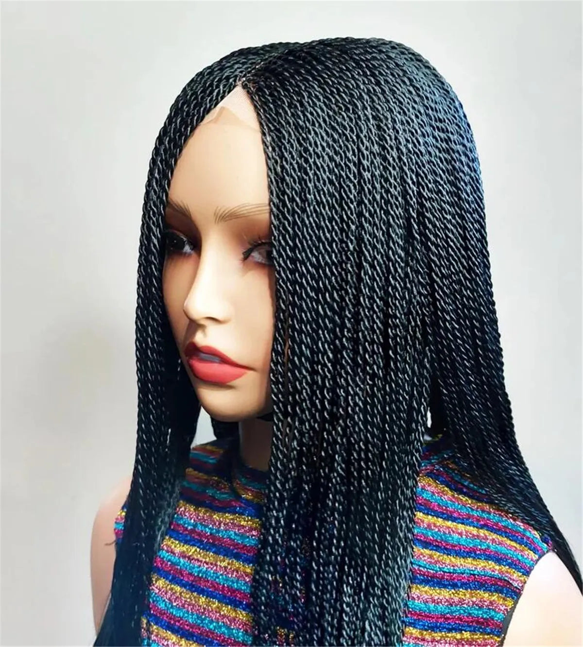 28inch Chestnut Brown Micro Twist Color Mix Wig with 5x5 HD Lace Closure Glueless Natural Look Braiding Lace Wig for Women