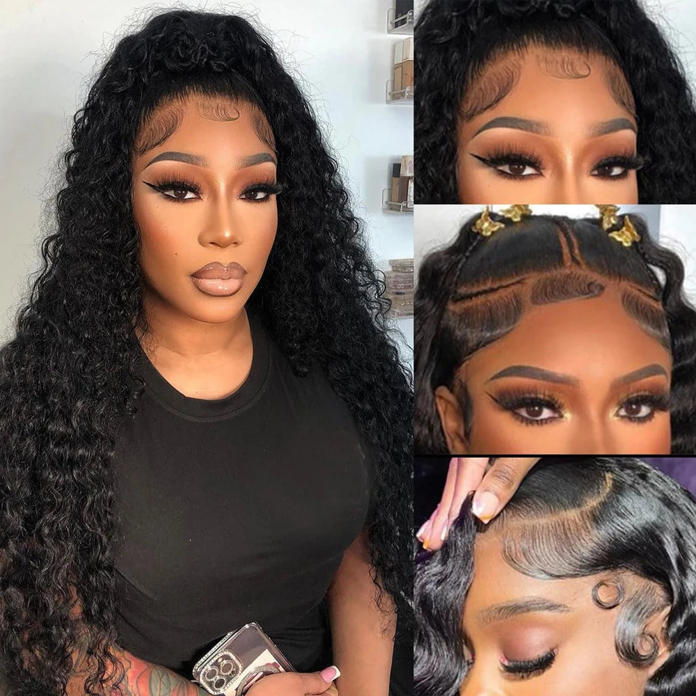 Kinky Curly Glueless Human Hair Lace Front Wig for Women