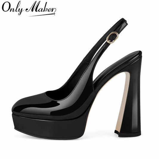Patent Slingback Platform Heels