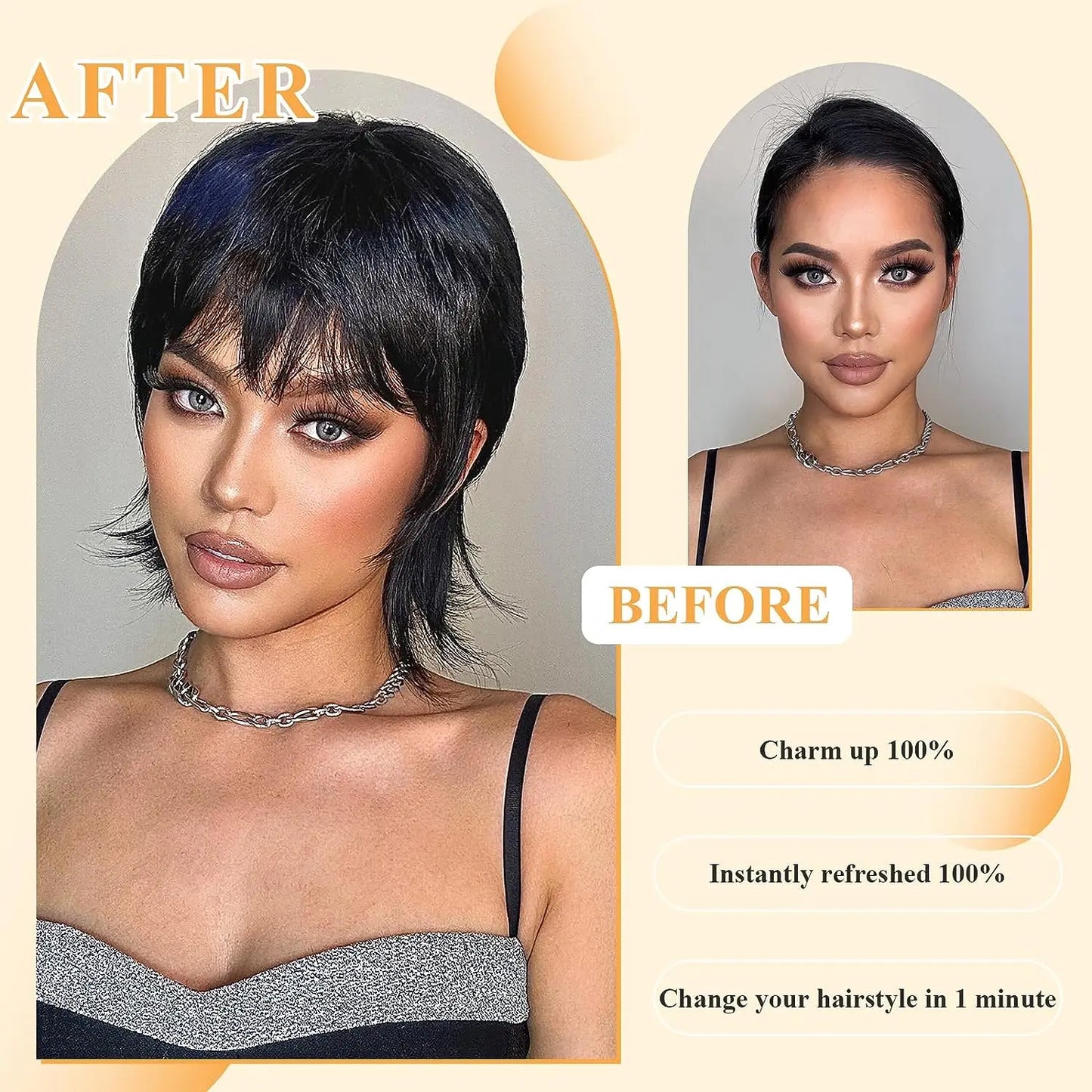 Daily Use Shaggy Layered Mullet With Bangs Wig for Women