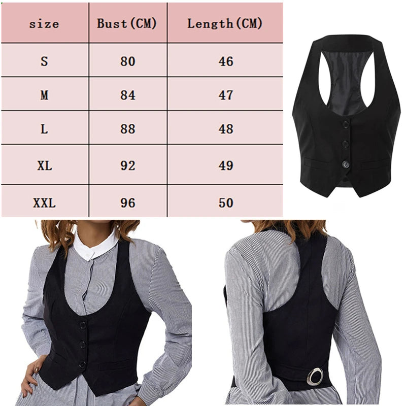 Vintage V Neck Button Up Sleeveless Vest for Women
