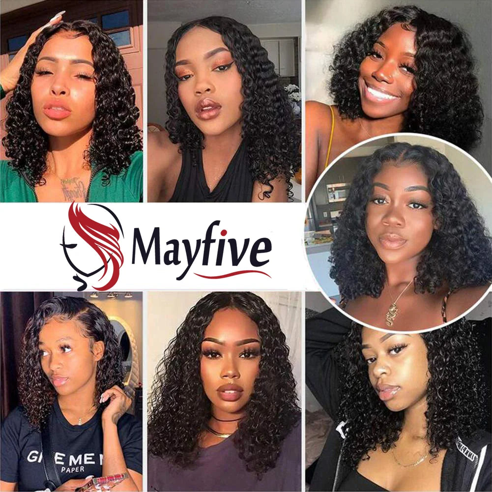 Deep Curly Human Hair Bob Wig
