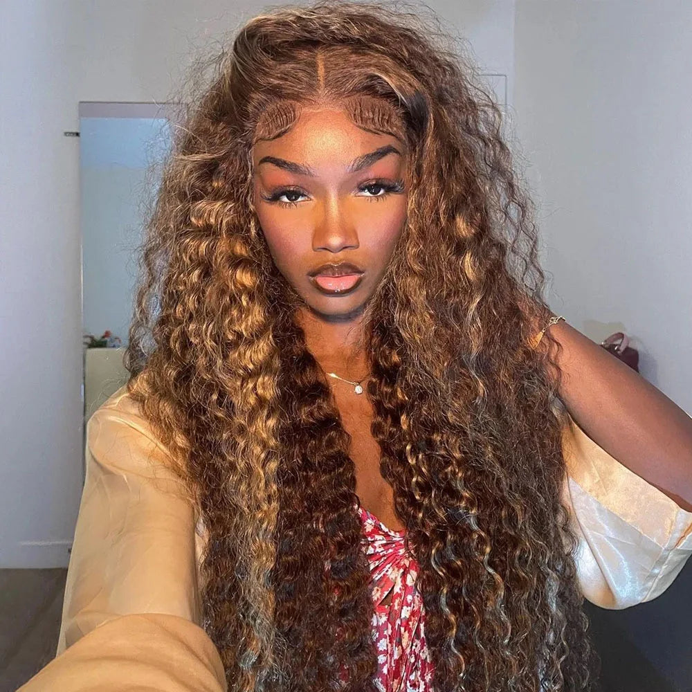 Ombre Deep Wave Human Hair Lace Front Wig for Women