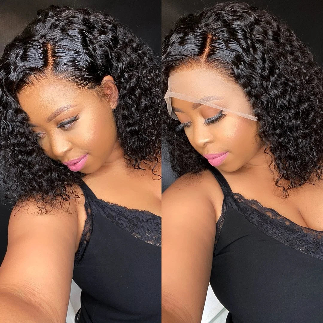 Deep Curly Human Hair Bob Wig
