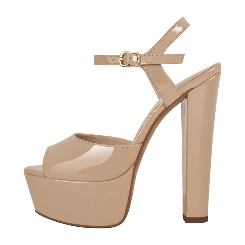 Crisscross Platform Buckle Sandals with Peep Toe for Women