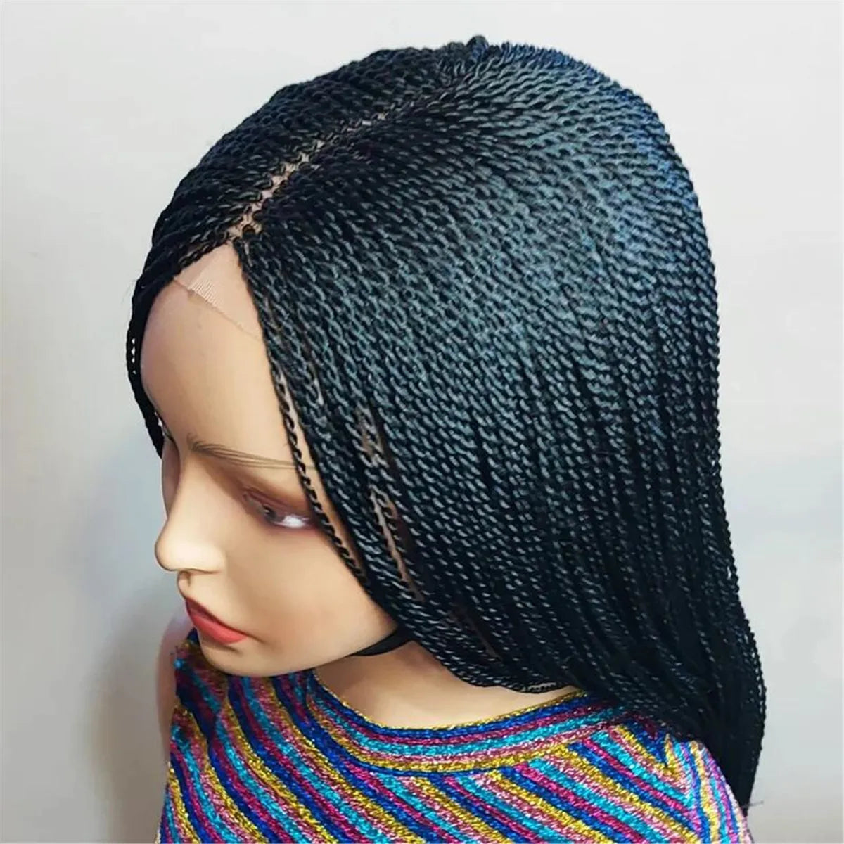 Senegalese Micro Twist Braided Wig Short Feather Bob Style for Black Women Million Braids Light Passion Twist Lace Front Wig