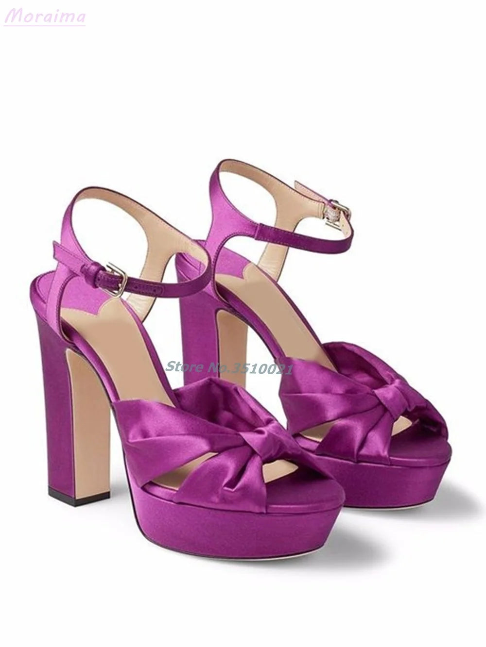 Peep Toe Mirror Leather Knotted Platform Sandals For Women