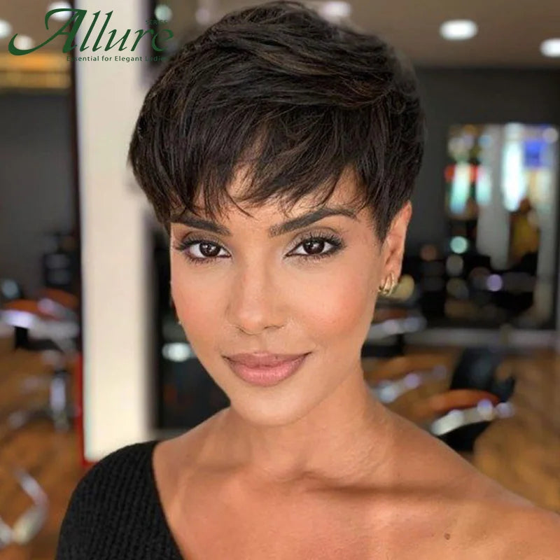 Glueless Short Blonde Pixie Cut Human Hair Wig for Women